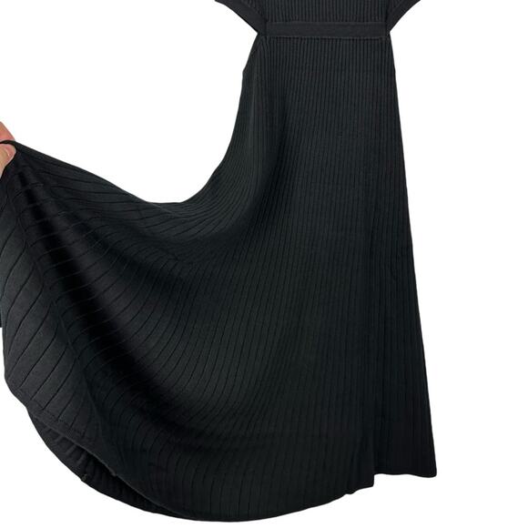 NEW Boden Cutout Knitted Ribbed Midi Black A-line Sweater Dress Minimalist Fall - Picture 7 of 14